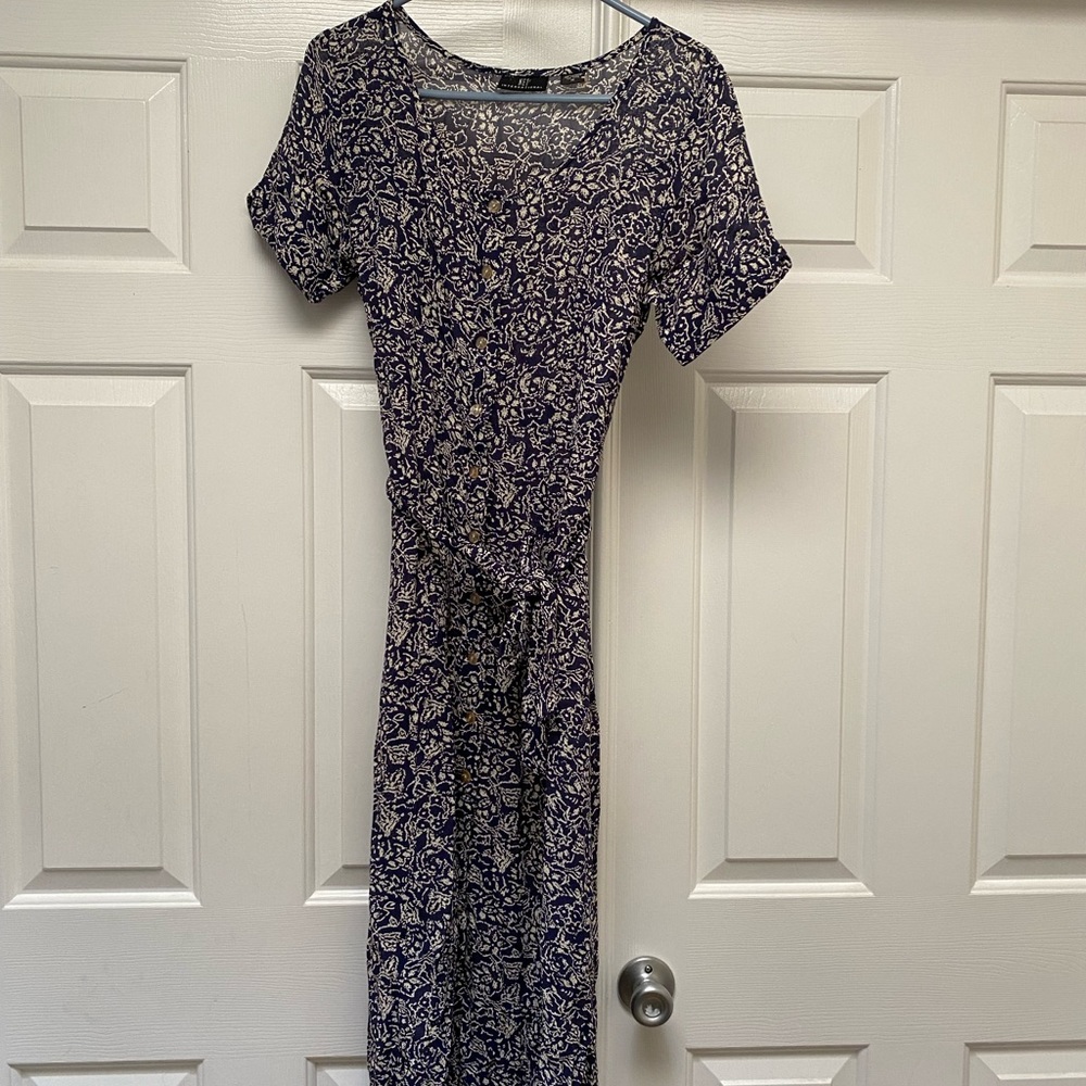 Net short sleeve blue dress